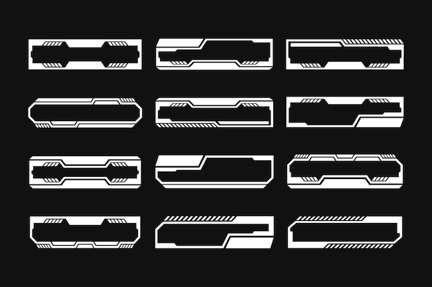 Un ensemble d'éléments cyberpunk futuristes pour une frontière de cadre au tiers inférieur.