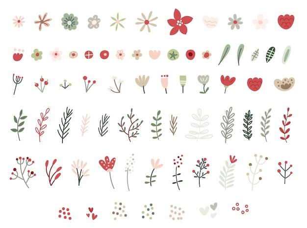 Vecteur ensemble d'éléments de décor floral illustration vectorielle