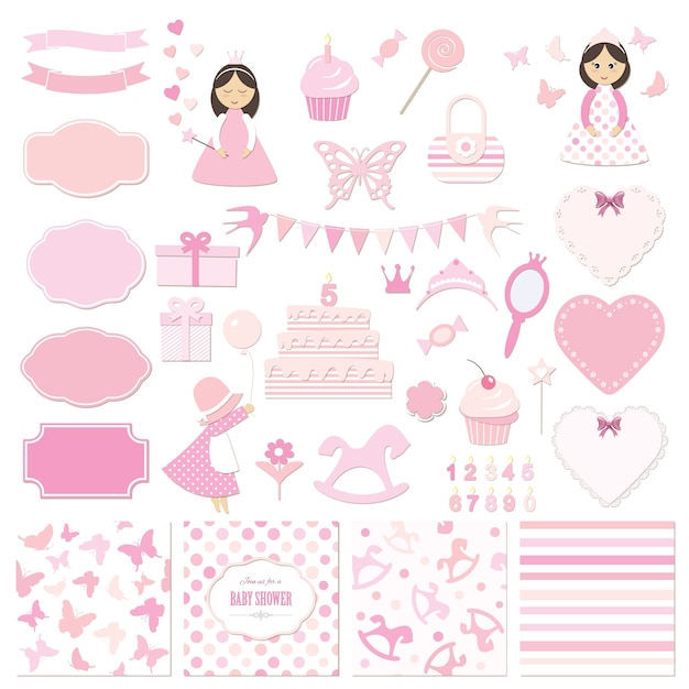 Ensemble d'éléments décoratifs Girly