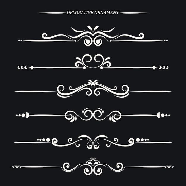 Ensemble D'éléments Décoratifs Ornementaux Et Collection De Dessins à La Main De Diviseur