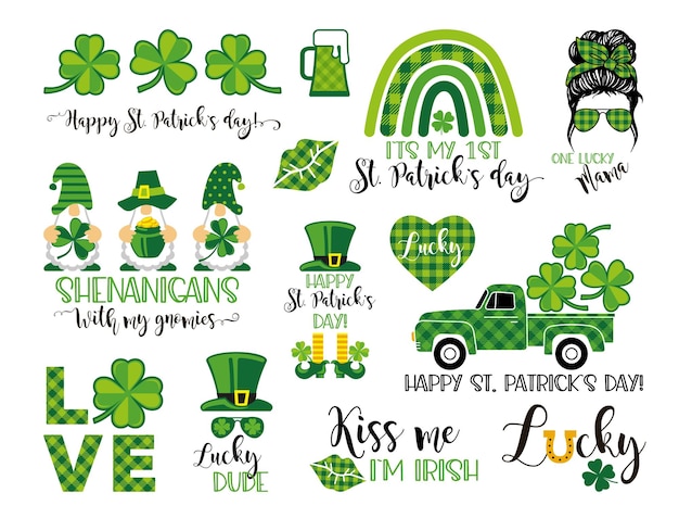 Un Ensemble D'éléments Décoratifs Pour Les Illustrations Vectorielles De St Patricks Day