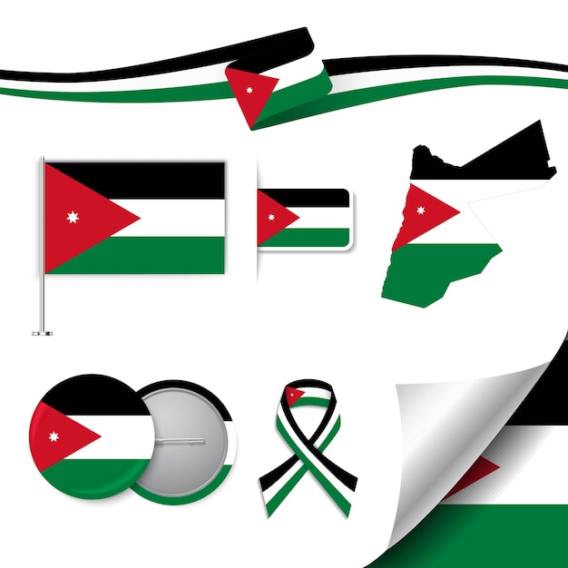 Ensemble d'éléments de drapeau avec la Jordanie