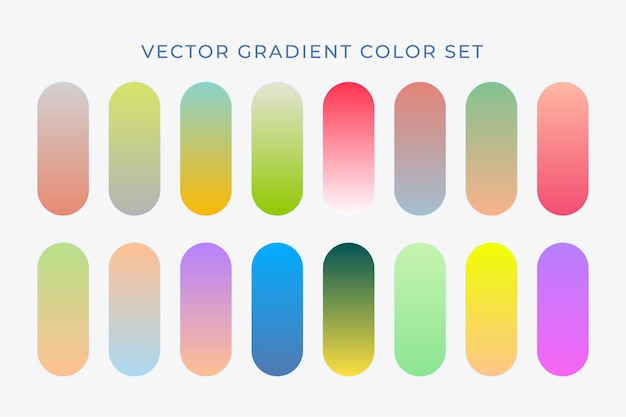 Ensemble d'éléments d'un ensemble de couleurs en gradient Combination d'ombres en gradient Des gradients vibrants et colorés