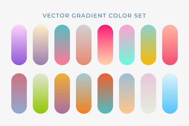 Ensemble d'éléments d'un ensemble de couleurs en gradient Combination d'ombres en gradient Des gradients vibrants et colorés