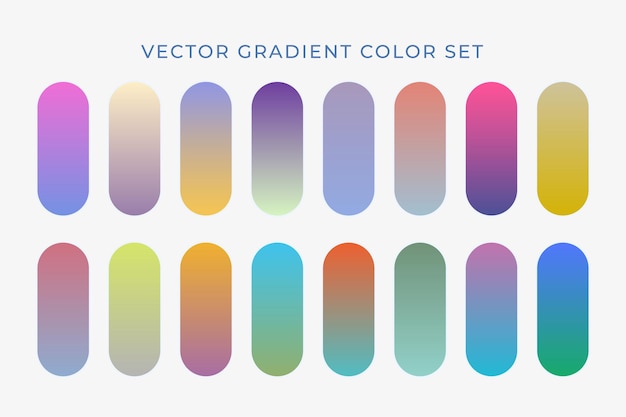 Ensemble d'éléments d'un ensemble de couleurs en gradient Combination d'ombres en gradient Des gradients vibrants et colorés