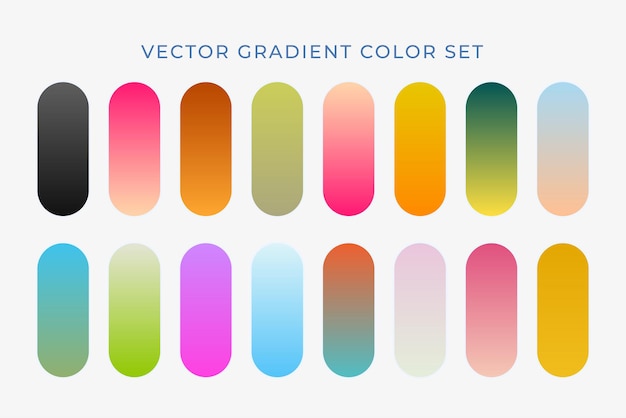 Ensemble d'éléments d'un ensemble de couleurs en gradient Combination d'ombres en gradient Des gradients vibrants et colorés