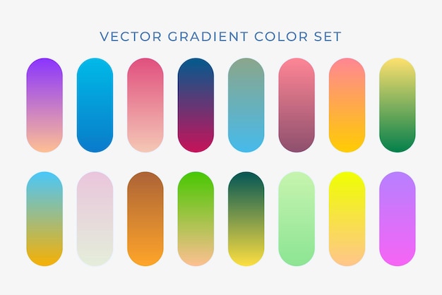 Ensemble d'éléments d'un ensemble de couleurs en gradient Combination d'ombres en gradient Des gradients vibrants et colorés