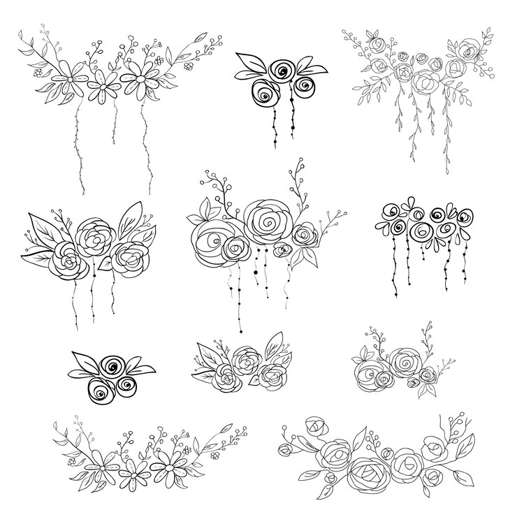 Vecteur ensemble d&#39;éléments floraux. illustration vectorielle