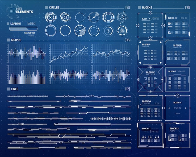 Vecteur ensemble d'éléments futuristes scifi hud