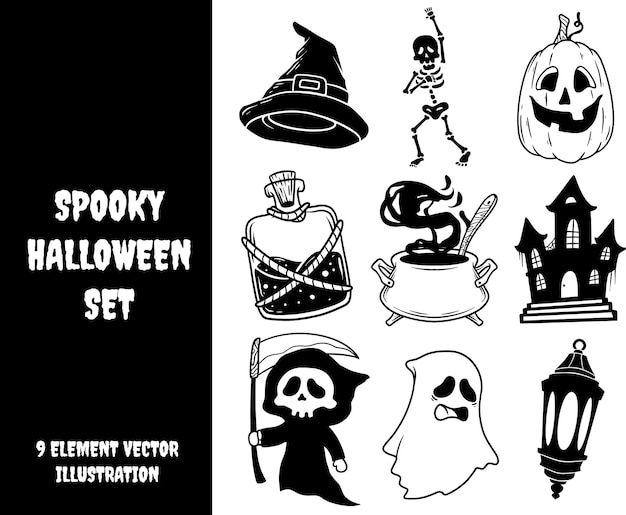 Ensemble d'éléments d'Halloween effrayants