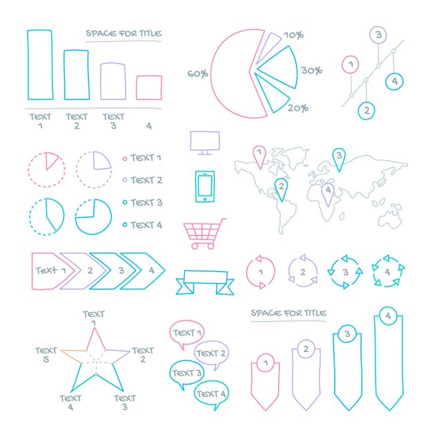 Ensemble D'éléments D'infographie D'entreprise Dessiner à La Main