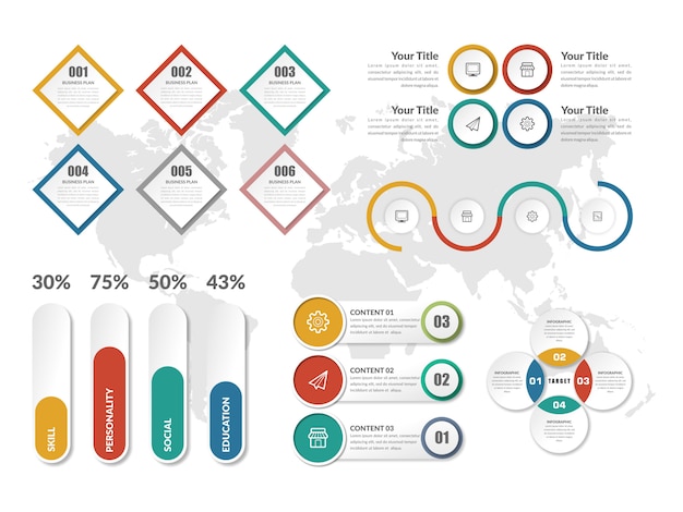 Vecteur ensemble d'éléments infographiques abstraits