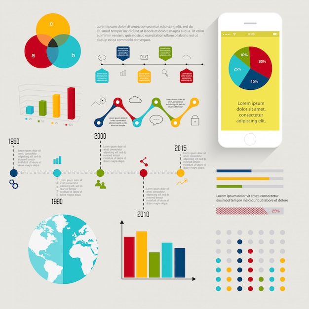 Vecteur ensemble d'éléments infographiques dans un style d'affaires plat moderne.