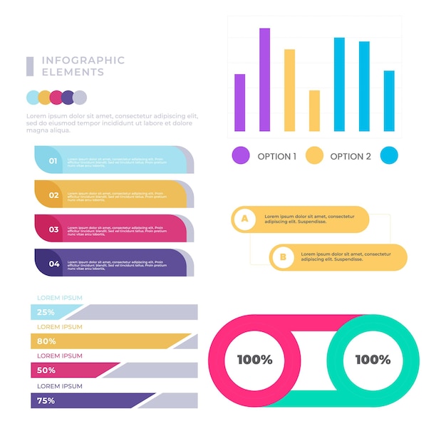 Ensemble d'éléments infographiques modèle de conception vectorielle de visualisation de données Peut être utilisé pour l'option étapes