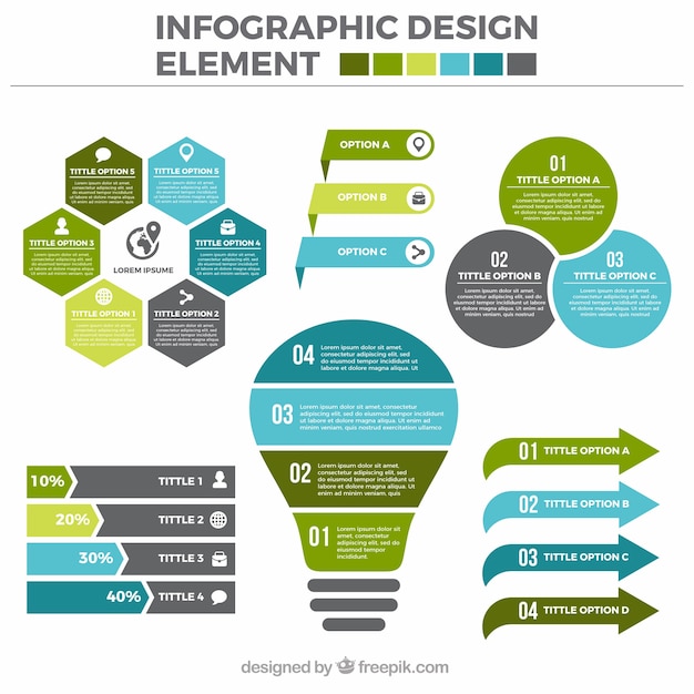 Ensemble d'éléments infographiques utiles dans la conception plate