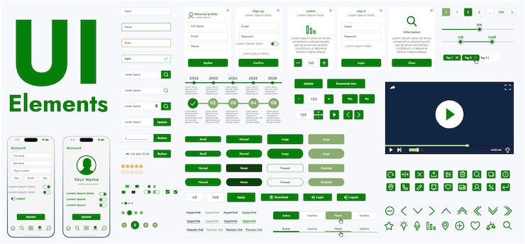 Vecteur un ensemble d'éléments d'interface web modernes