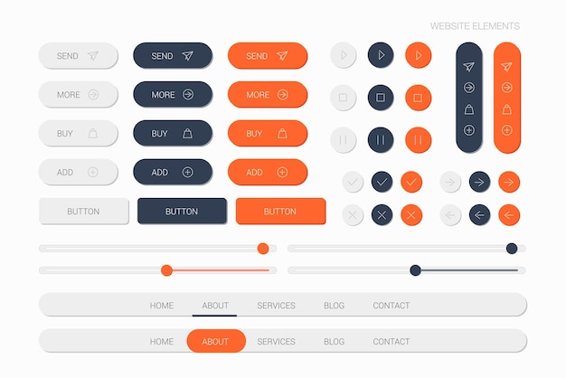 Vecteur ensemble d'éléments de navigation web