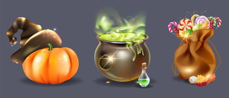 Vecteur ensemble d'éléments réalistes d'halloween
