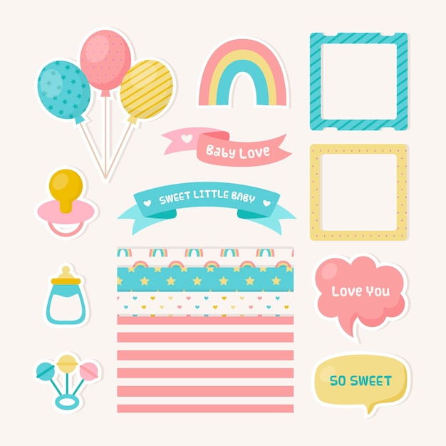 Ensemble D'éléments De Scrapbooking Baby Shower