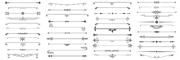 Vecteur ensemble d'éléments de séparation décoratifs collection florale de bordure