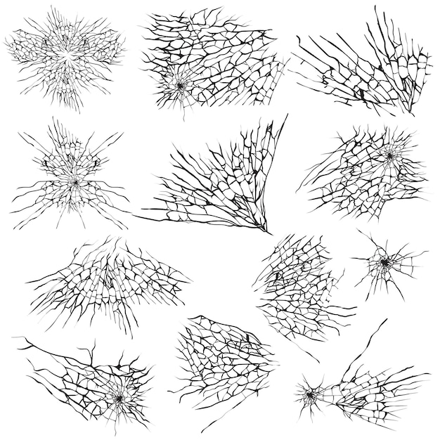 Vecteur ensemble d'éléments vectoriels de fissures de verre