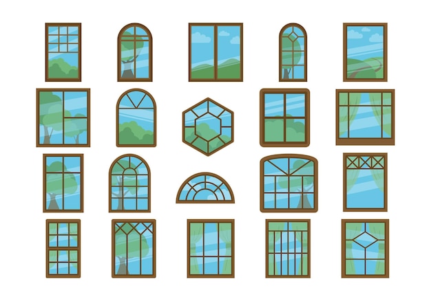 Ensemble d'éléments de vue extérieure de la fenêtre