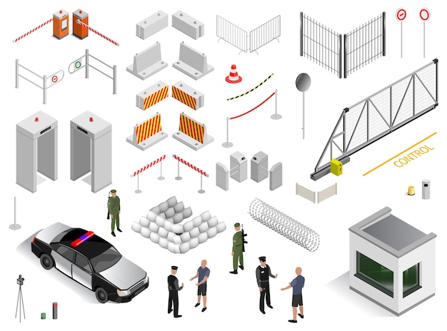 Ensemble d'éléments zone militaire de sécurité de l'infrastructure