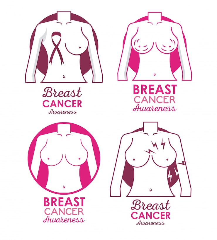 Vecteur ensemble d&#39;emblème du cancer du sein