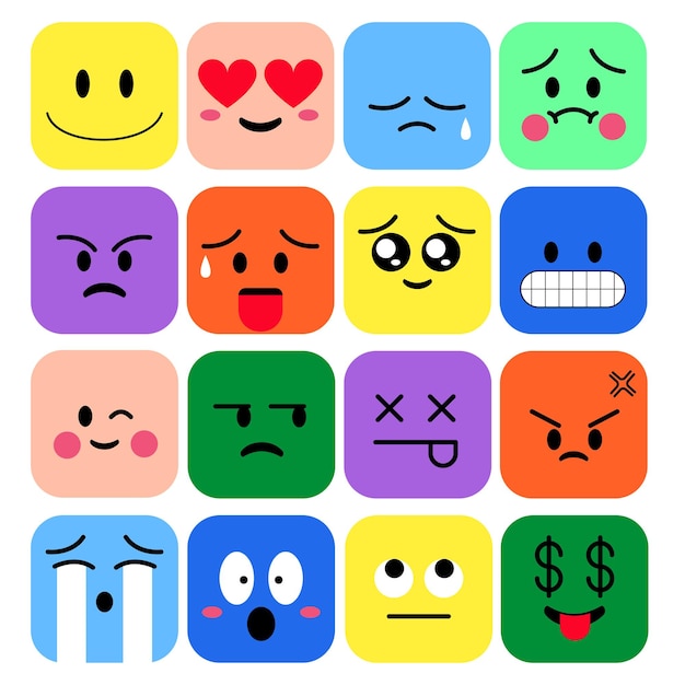 Ensemble d'Emoji Carrés