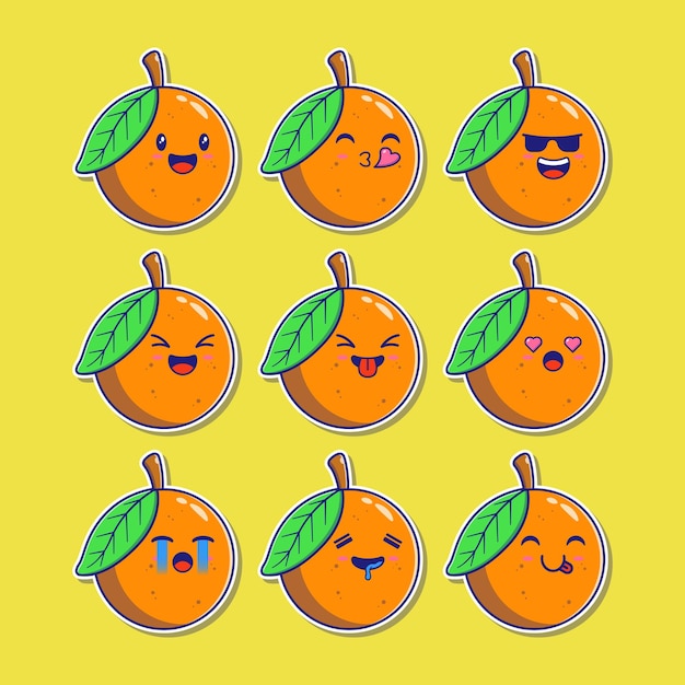 Ensemble D'emoji De Mascotte Orange.