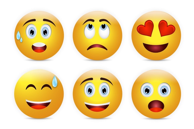 ensemble d'émoticône sourire dessin animé emoji set icône
