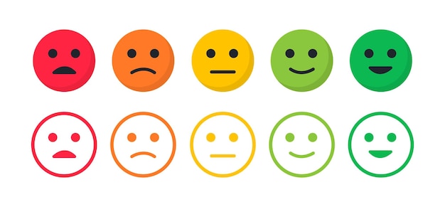Ensemble d'émoticônes Émotions de rétroaction Niveau de satisfaction