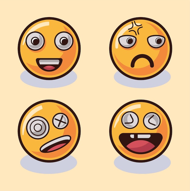 Ensemble D'émoticônes Ensemble D'illustration Isolée D'emoji