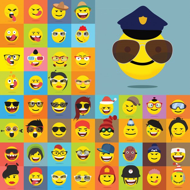 Vecteur ensemble de emoticons de qualité ensemble d'emoji