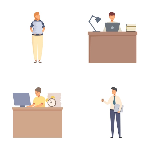Ensemble d'employés de bureau engagés dans des tâches quotidiennes