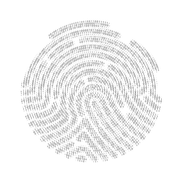 Ensemble d'empreintes digitales de zéro et un chiffres. Code binaire par forme d'empreinte digitale. Illustration vectorielle
