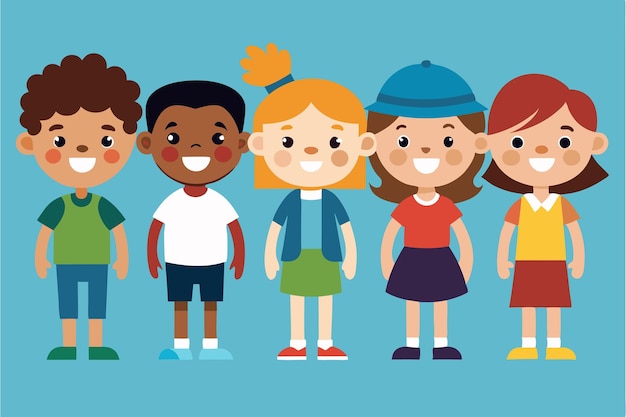 un ensemble d'enfants multiculturels, de personnages, d'enfants, d'art vectoriel
