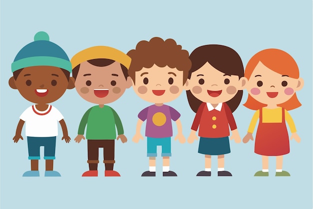 ensemble d'enfants multiculturels vecteur de personnages d'enfants
