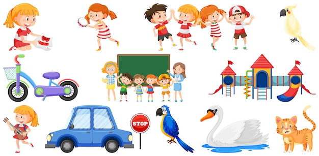 Ensemble D'enfants Et D'objets Mignons