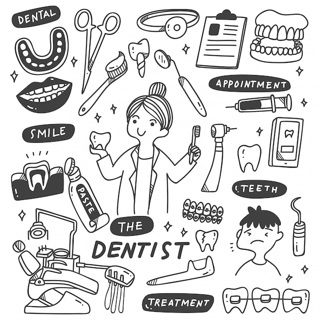 Ensemble D'équipements De Dentiste Doodle