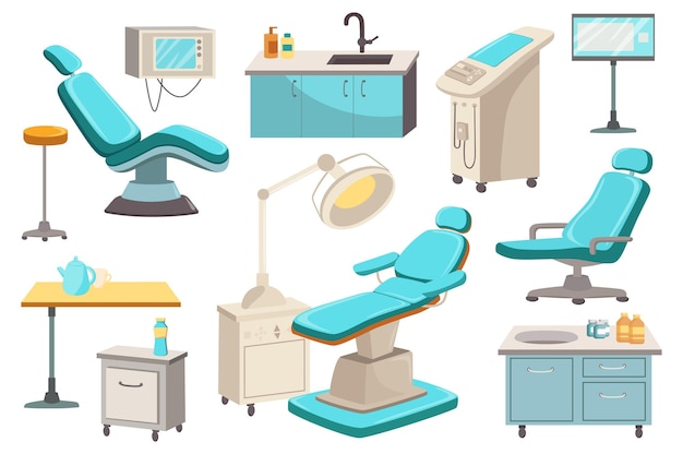 Vecteur ensemble d'équipements médicaux cette illustration représente un ensemble d'équipements médicaux