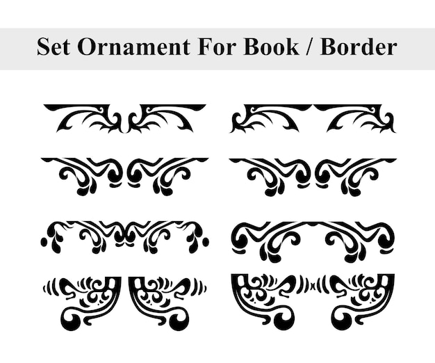 Ensemble D'étiquette Ornement Illustration Vectorielle Ornement Vintage Cadre Ornemental Traditionnel Pour Livre