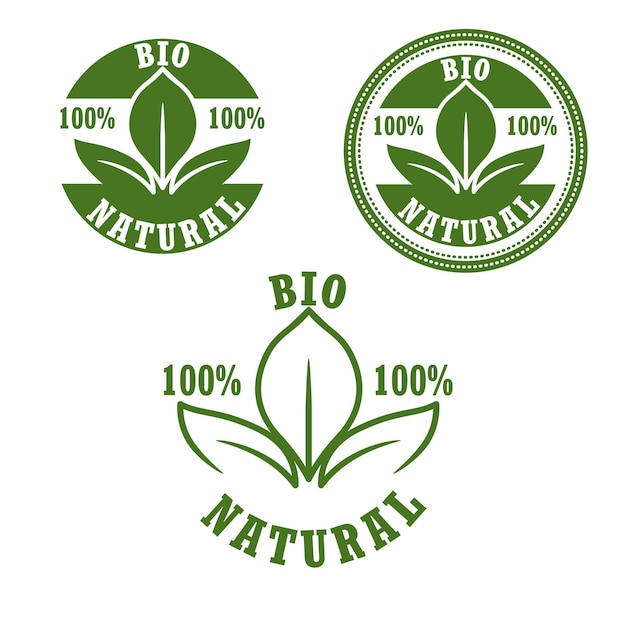 Ensemble d'étiquettes bio vertes naturelles