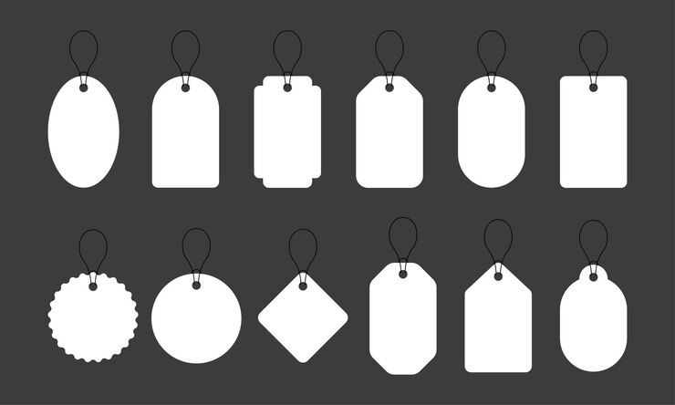 Ensemble d'étiquettes blanches dans un style rétro Texture abstraite blanche Forme de cercle Signe de vente Décoration élégante