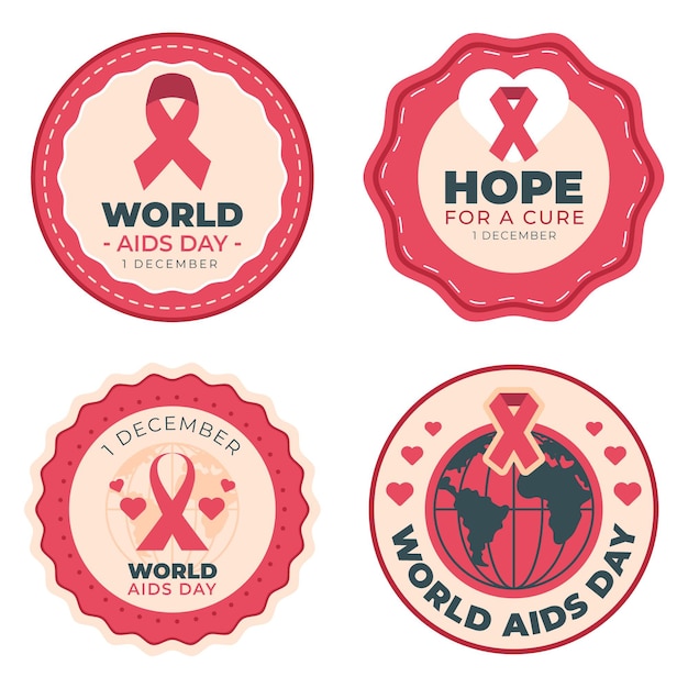 Ensemble d'étiquettes de jour de sida