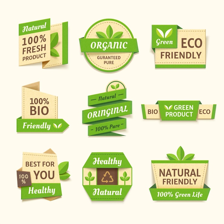 Vecteur ensemble d'étiquettes pour les produits respectueux de l'environnement