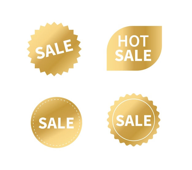 Ensemble d'étiquettes de vente Bannières de vente de ruban Prix de ruban d'or et étiquettes d'escompte Étiquettes Starburst en or