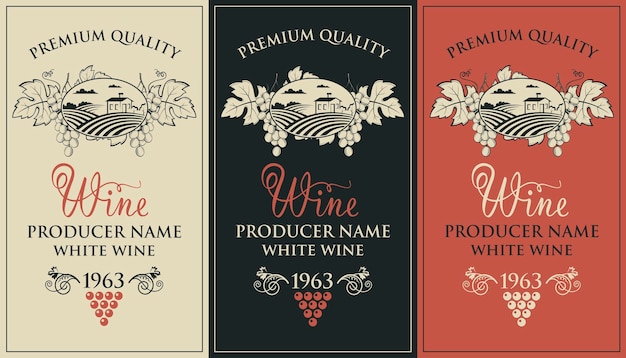 Ensemble D'étiquettes De Vin