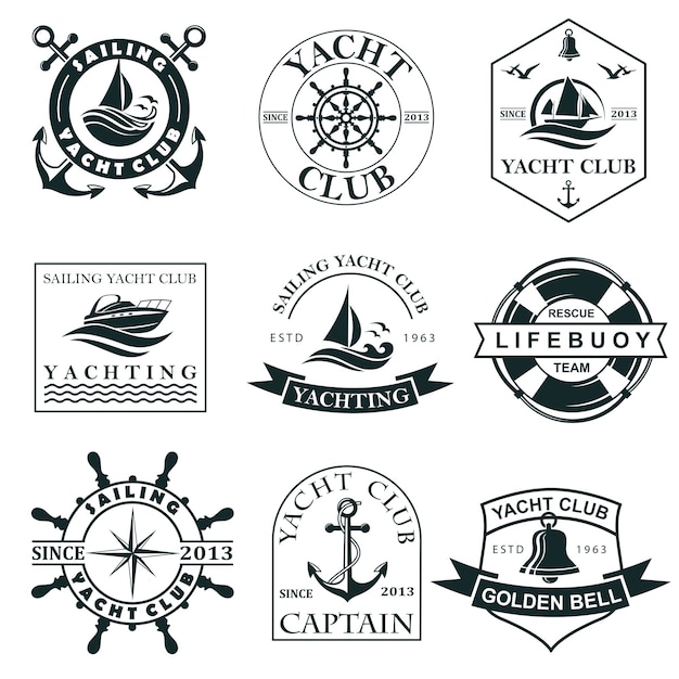 ensemble d'étiquettes de yacht club