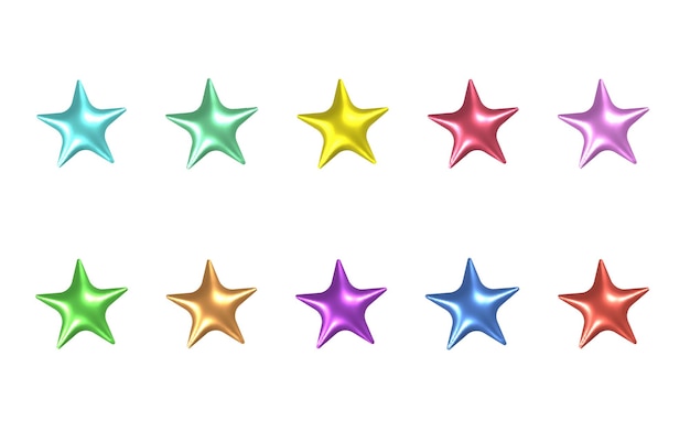 Ensemble d'étoiles brillantes Collection d'é toiles réalistes de différentes couleurs Vector réaliste Année nouvelle